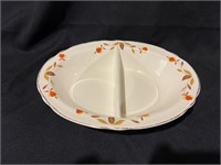 Hall Jewel T Autumn Leaf Divided Oval Serving Bowl