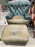 Leather chair and ottoman