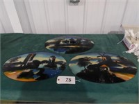 3 Oval Reverse Glass Paintings
