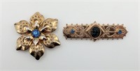 Gold Tone Coro Vintage Pin & Flower Brooch