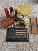 Contents of Tote - (Jewelry Box, Thermoses,