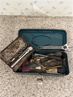 Smalll toolbox with screwdrivers, wrench, 1/4”