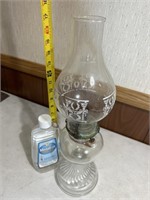 Vintage glass kerosene lamp base with shade and