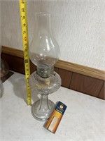 Vintage glass kerosene oil lamp with extra wick.