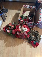 Christmas Decorations- Lights, Wreath, Baskets,