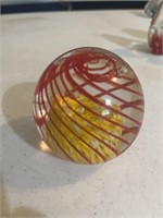 Vintage Art Glass Swirl Ball Paperweight
