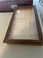 Glass Display Case. 26” x 14”. 1 1/2” Deep