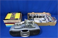 SONY TABLE RADIO, CASSETTES, CDS, RECORDS