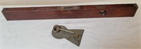 U - SHIPWRIGHT'S LEVEL W/ BRASS ENDS & ANTIQUE KEY