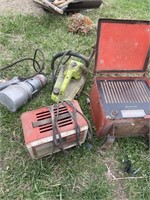 Polan chainsaw, battery charger, tractor radio