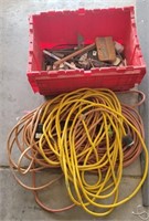 U - MIXED LOT OF ELECTRICAL CORDS & HAND TOOLS