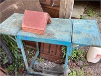 Metal rolling cart/handmade wood stepstool