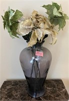 U - GLASS VASE W/ FAUX FLOWERS (M5)