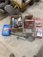 Cans of Spray Paint, Foldable Shovel, Parts for