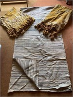 Very long woven runner and two vintage throws