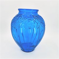 Vintage Blue Floral Textured Vase