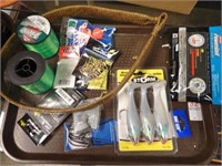 FISHING LOT W/ LINE, WEIGHTS, LURES