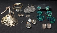 Lot Of Ten Pair Silver And Gold Tone Fashion Earri