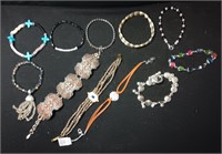 Lot Of Ten Fashion Bracelets