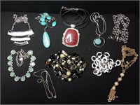 Lot  Of Ten Beaded Fashion Necklaces