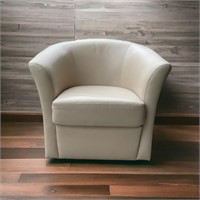 Pier 1 Swivel Leather Style Barrel Chair