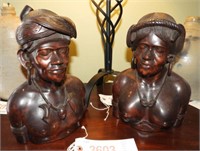 Pair of iron wood sculpted tribal statues with