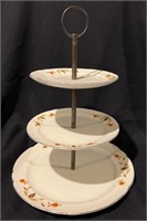 Hall Jewel T Autumn Leaf 3 Tier Tidbit Server