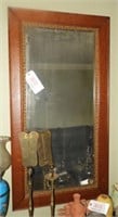 Antique Oak beveled glass rectangular wall mirror