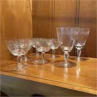 Lot of Vintage Etched Glassware