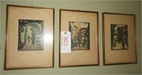 (3) Castillo Marti signed lithographs 12” x 15"