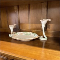 Fitz & Floyd Calla Lily Candle Holders w/ Platter