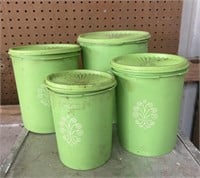 Vintage Green Tupperware Canister Set
