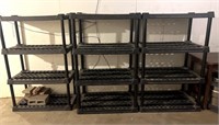 (3) Plastic Shelves  (2) 24x36x56 (1) 18x36x56