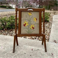 Antique Fireplace Screen w/ Daffodils