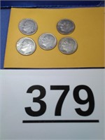 Five 1960-D Roosevelt Dimes