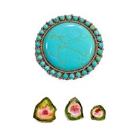 Turquoise Broach & Gemstones