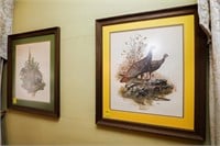 (2) Framed Prints, Racoon & Turkeys