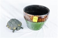 Ceramic Planter & Turtle