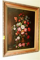 Framed Floral Painting, 25"x32"