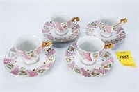 (4) Matching Hand Painted Small Teacups
