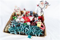 Flat of Christmas Figurines & Christmas Lights