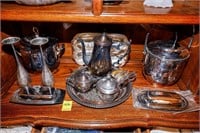 Silverplate - Tea Set, (2) Butter Dishes, (2) Ice