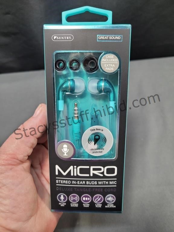 Sentry Ear Buds With Mic LT Blue