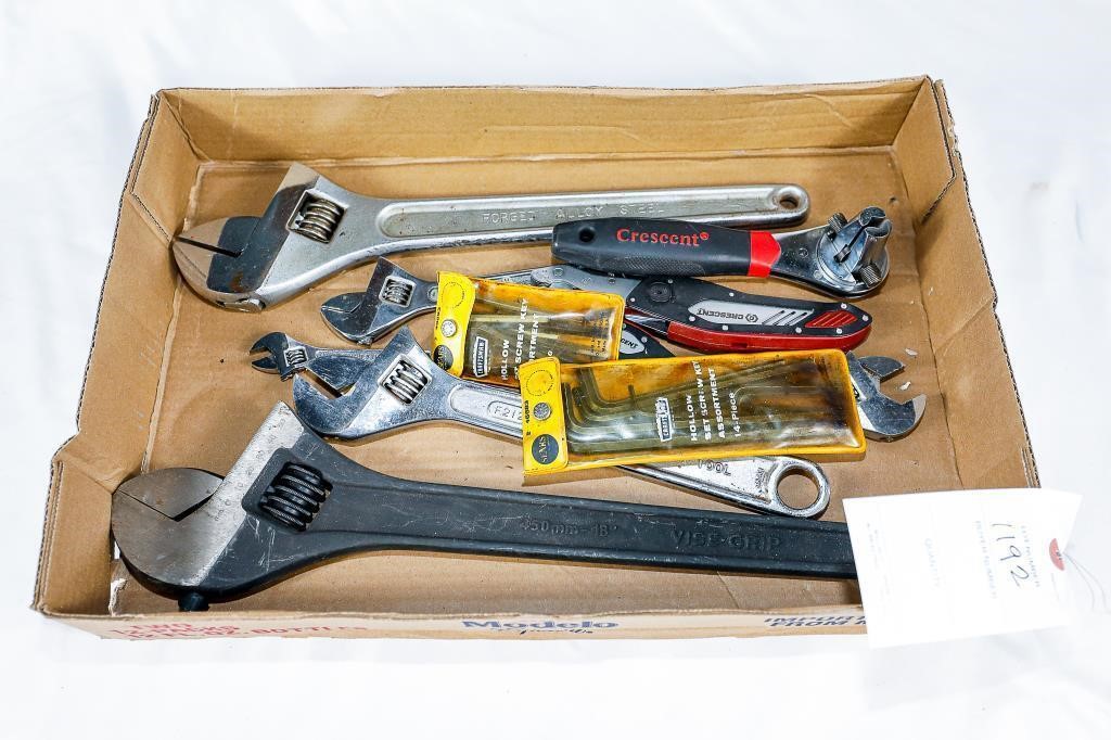 Flat of Crescent Wrenches & Misc. Tools