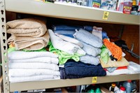 Shelf of Lg Assortment of Towels, Gloves, Wash