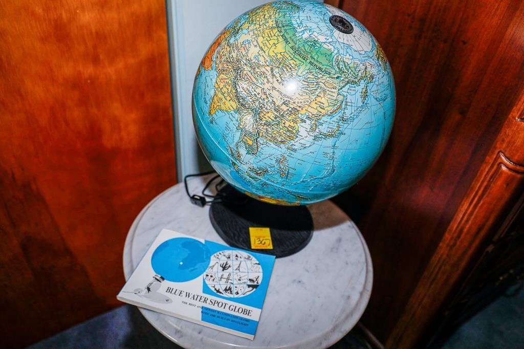 Vintage Blue Water Spot Electric World Globe