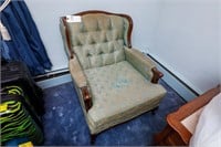 Upholstered Green Gold Seating Chair