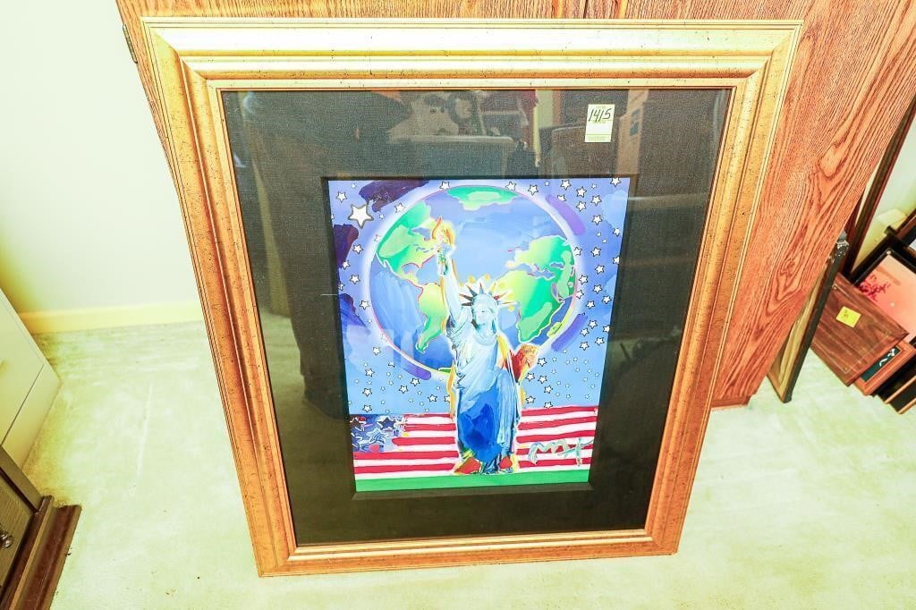 Framed Peter Max Peace on Earth, Mixed Media,