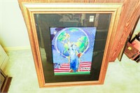 Framed Peter Max Peace on Earth, Mixed Media,