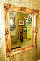 Gold Framed Beveled Mirror, 24" wide x 46" high